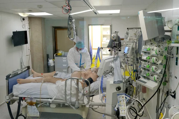 Medical Staff Work Intensive Care Unit Icu Covid Patients University — Stock Photo, Image