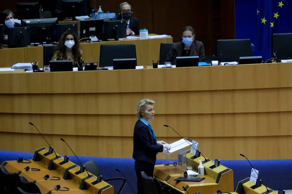 Presidente Comissão Europeia Ursula Von Der Leyen Durante Uma Sessão — Fotografia de Stock