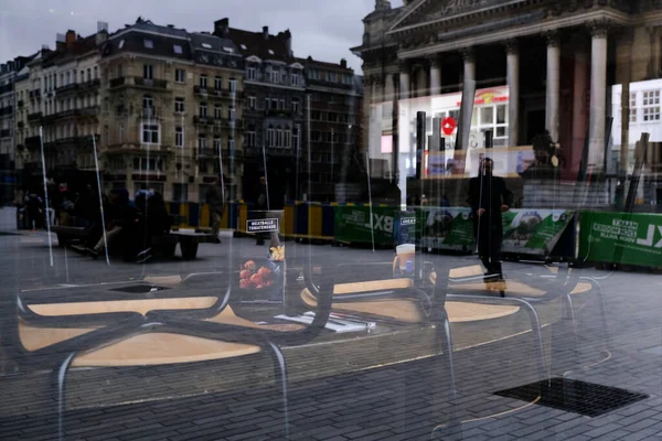 Bruselas Bélgica Marzo 2020 Vista Las Tiendas Cerradas Tras Brote — Foto de Stock