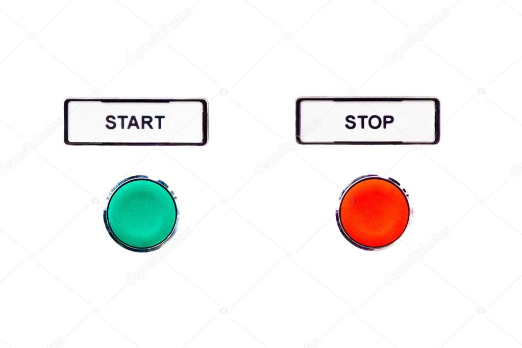 Simple round buttons green start beside red stop button