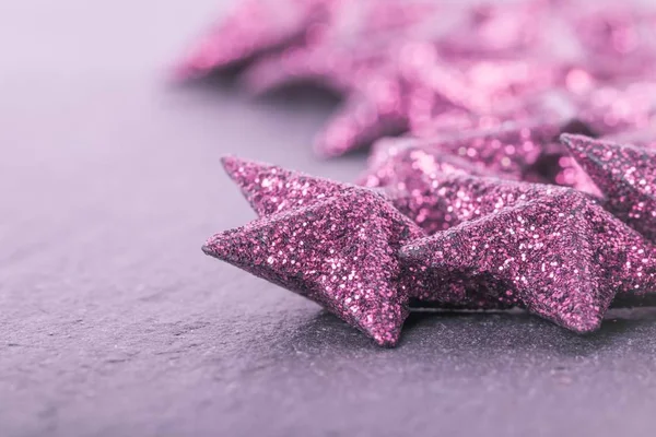 Beautiful group of pink luxury bright christmas stars decoration — Stok fotoğraf