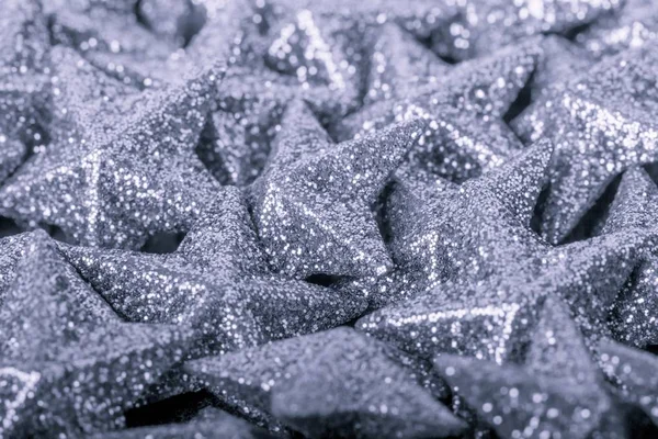 Bir grup gümüş lüks Noel yıldızları süslemesi. — Stok fotoğraf