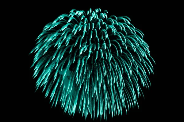 Luxury beautiful turquoise fireworks event sky shower — ストック写真