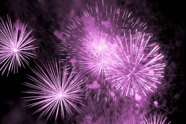 Luxusní ohňostroj událost nebe show s růžovou big bang hvězdy — Stock fotografie