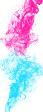 Soyut pembe ve açık mavi duman arkaplanı.