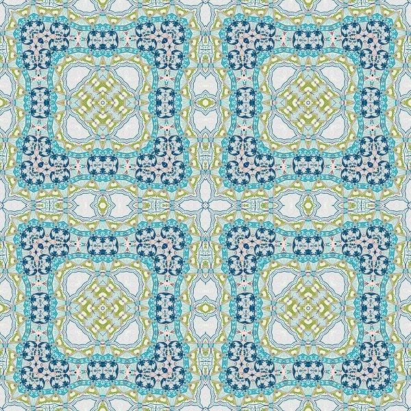 Seamless Retro geometric vintage ceramic tiles wall decoration digitally generated in classic blue and mustard