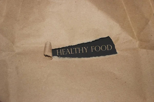 Brown Torn Paper Words Healthy Food Natural Food Concept — Stock Photo, Image