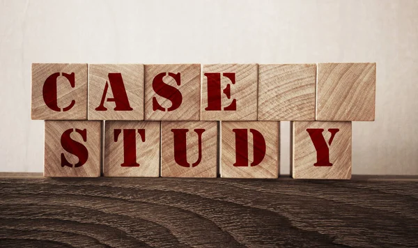 Case Study Words Wooden Cubes Concept Éducation Des Entreprises — Photo