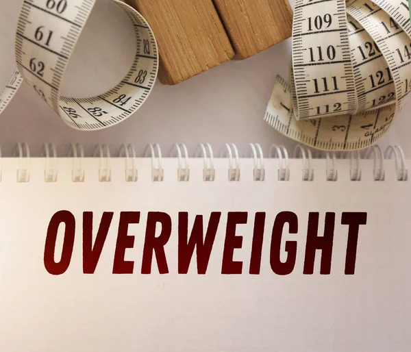 Copybook Word Overweight Measuring Tapes Weight Loss Diet Control Healthcare — Stock Photo, Image