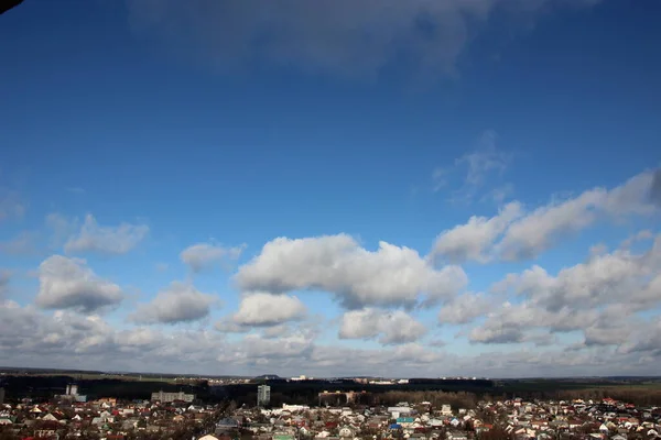 Luftaufnahme Von Minsk Weißrussland Moderne Architektur Blauer Himmel Mit Wolken — Stockfoto