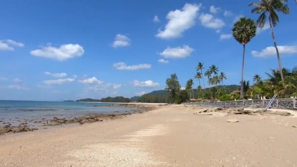 Όμορφο Θέρετρο Κάτω Από Φοίνικες Λευκή Άμμο Phra Μεγάλη Παραλία — Αρχείο Βίντεο