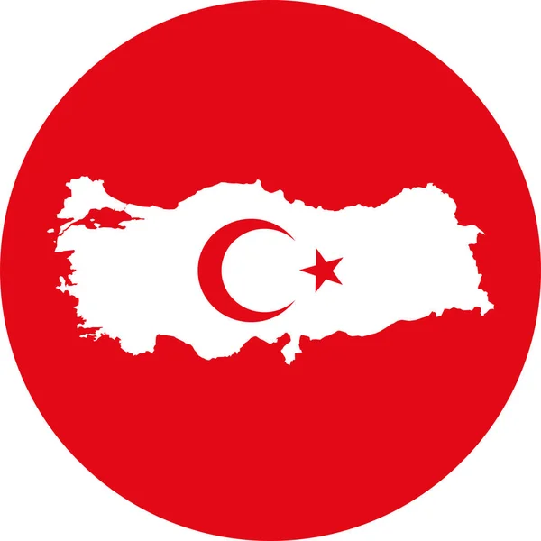 Mapa turco bandera redonda icono vector — Vector de stock