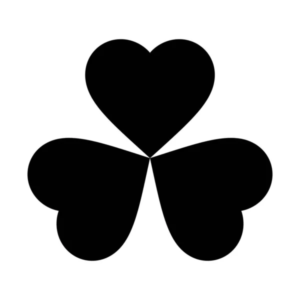 Black shamrock three leaf vector silhouette — ストックベクタ