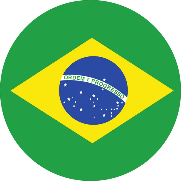 Brasil redondo bandeira vetor ilustração — Vetor de Stock