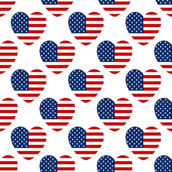 Usa vlag hart vorm naadloze patroon vector — Stockvector