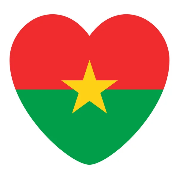 Burkina Faso bandiera a forma di cuore icona vettore — Vettoriale Stock