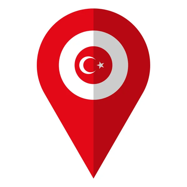 Turquía bandera ubicación mapa pin icono vector — Vector de stock