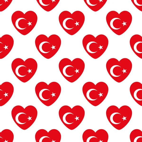 Turquia bandeira coração forma sem costura padrão vetor —  Vetores de Stock