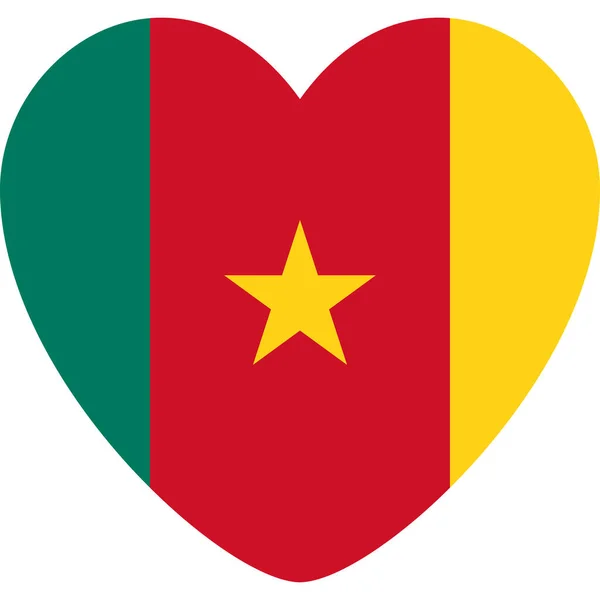 Camerun bandiera a forma di cuore icona vettore — Vettoriale Stock