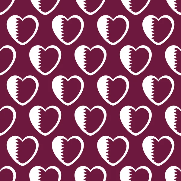 Katar flaga serca kształt bezszwowy wzór wektor — Wektor stockowy