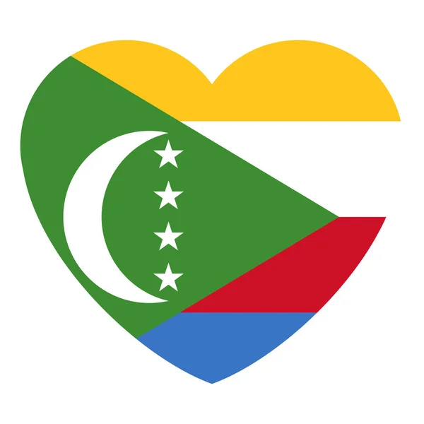 Comoros flagge herz form vektor grafik design — Stockvektor