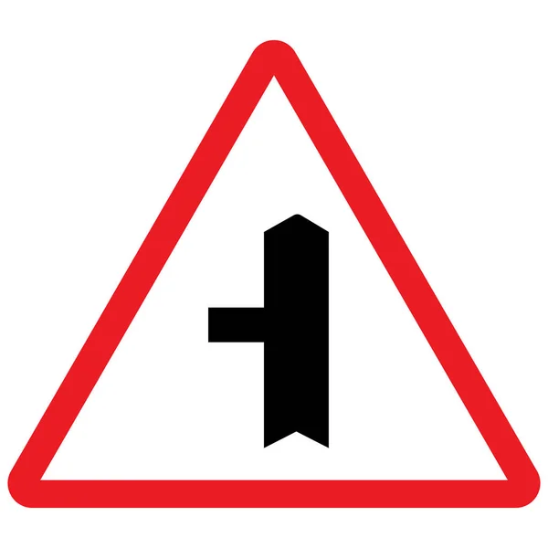 Oldalút bal oldali közlekedési jelzőtábla vektor. Piros háromszög háttér. — Stock Vector