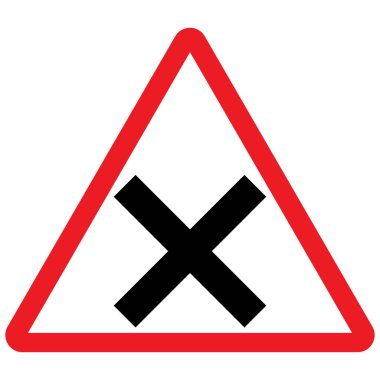 Yol trafiği uyarı vektörü. Kırmızı üçgen arkaplan.