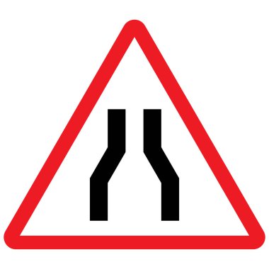 Öndeki yolu daralt trafik işareti vektörü.