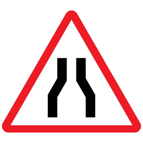 Narrow road ahead traffic sign vector. — Stock Vector