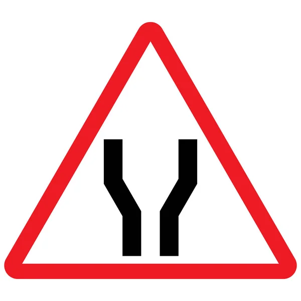 Silnice se rozšiřuje před vektorem dopravní značky. Červený trojúhelník tabule. — Stockový vektor