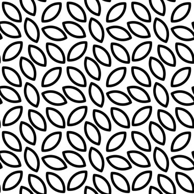 Siyah ve Beyaz Basit Yapraklar Kusursuz Desen.