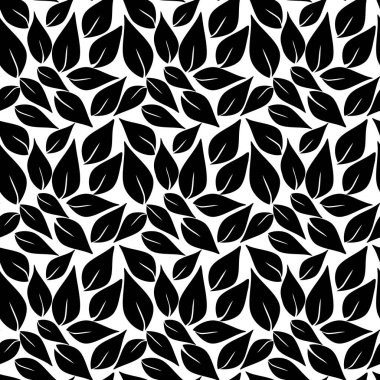 Modern siyah ve beyaz yapraklar pürüzsüz desen vektörü