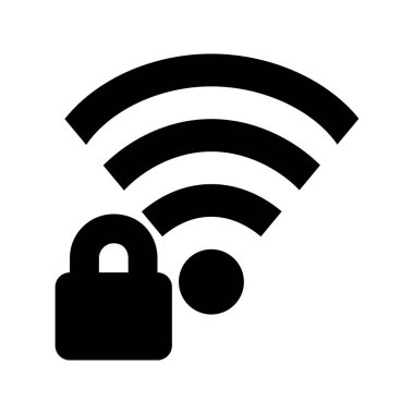 Güvenli wifi simgesi, ağ koruması, parola kilitli vektör grafik tasarımı.