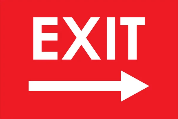 Exit sign right arrow. Red background. Warning symbol directional. — 스톡 벡터