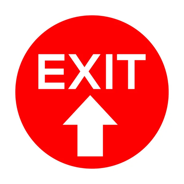 Exit up arrow. Red color background. Floor compliance sign with text. — Stock Vector