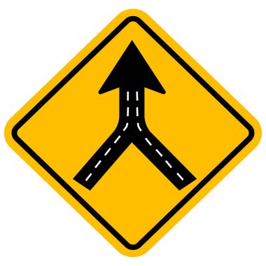 Warning sign two way road merge. Traffic symbol. clipart