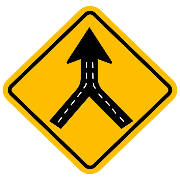 Warning sign two way road merge. Traffic symbol. — Stock Vector