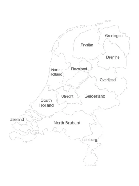 荷兰区域地图 附有地名标签 完美的商业概念 标签和墙纸 — 图库矢量图片