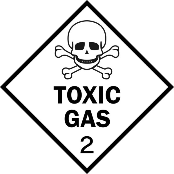 有毒ガスのサインだ 危険物プラカードクラス2 白に黒 — ストックベクタ