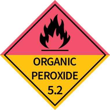 Organik peroksit işareti. Tehlikeli ürünler pankartları sınıfı 5.2. Taşıma araçları, arkaplan, arkaplan, çıkartma, etiket, işaret, sembol ve duvar kağıtları için mükemmel.