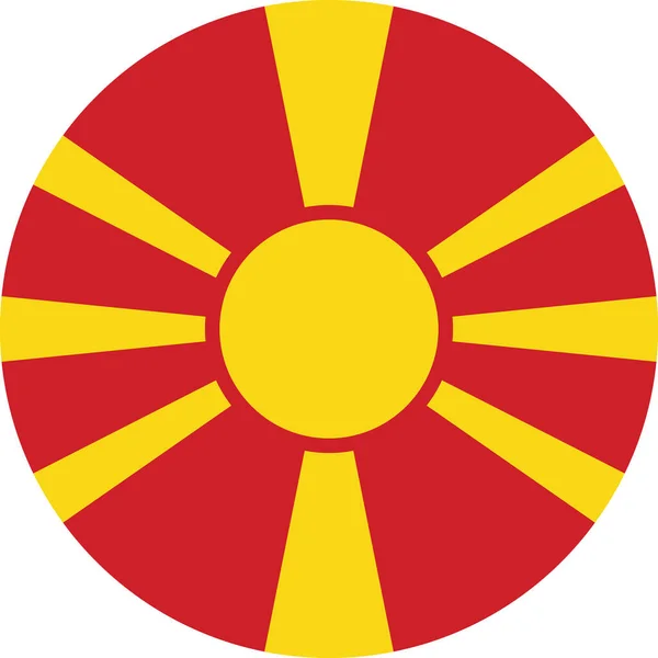 Bandera Redonda Del Norte Macedonia Perfecto Para Fondos Telón Fondo — Vector de stock