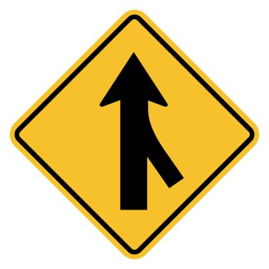 Sağ taraf ana yol ile birleşiyor. Trafik uyarısı. Arkaplan, arkaplan, pankart, çıkartma, etiket, işaret, sembol ve duvar kağıdı için mükemmel.