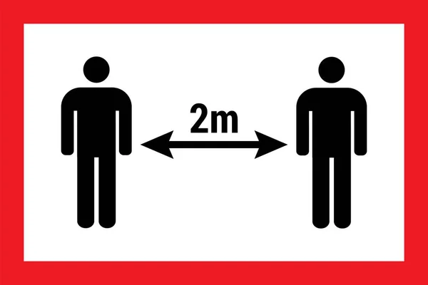 Tanda Peringatan Coronavirus Menjaga Jarak Setidaknya Meter Dari Orang Lain - Stok Vektor