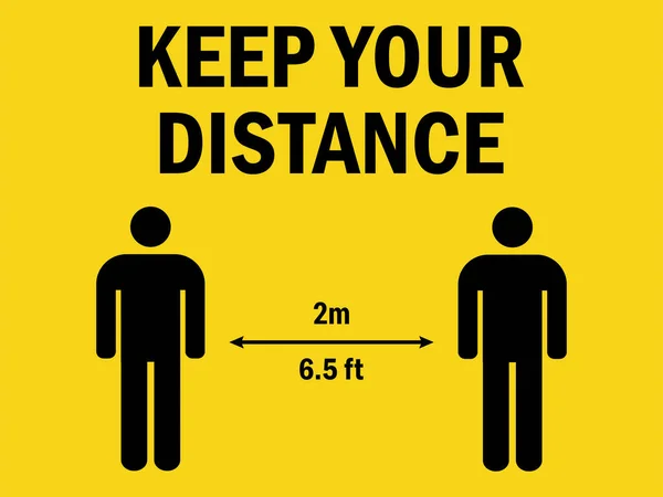 Gardez Votre Distance Mètres Signe Prudence Fond Jaune Parfait Pour — Image vectorielle