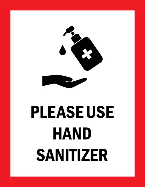 Vorsicht Zeichen Bitte Verwenden Sie Handdesinfektionsmittel Roter Hintergrund Beratung Zur — Stockvektor