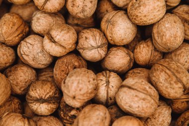 Ceviz arkaplan. Güzel bir doku. Ceviz yakın plan. Kabukta bir bütün..