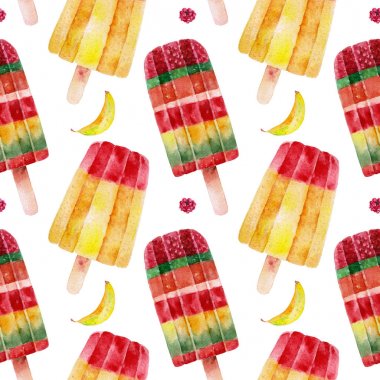 Dondurma ile Seamless modeli. Suluboya resim.