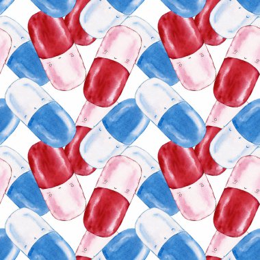 Uyuşturucu ile Seamless modeli. Suluboya resim.