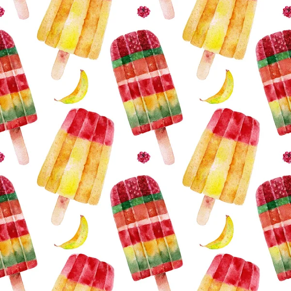 Dondurma ile Seamless modeli. Suluboya resim.