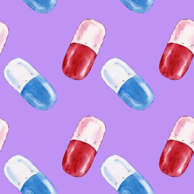 Uyuşturucu ile Seamless modeli. Suluboya resim.